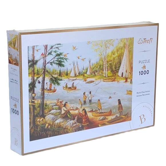 New sealed Trefl 1000pcs Adult Puzzle -He's Laughing Canadian First Nation - Picture 1 of 16